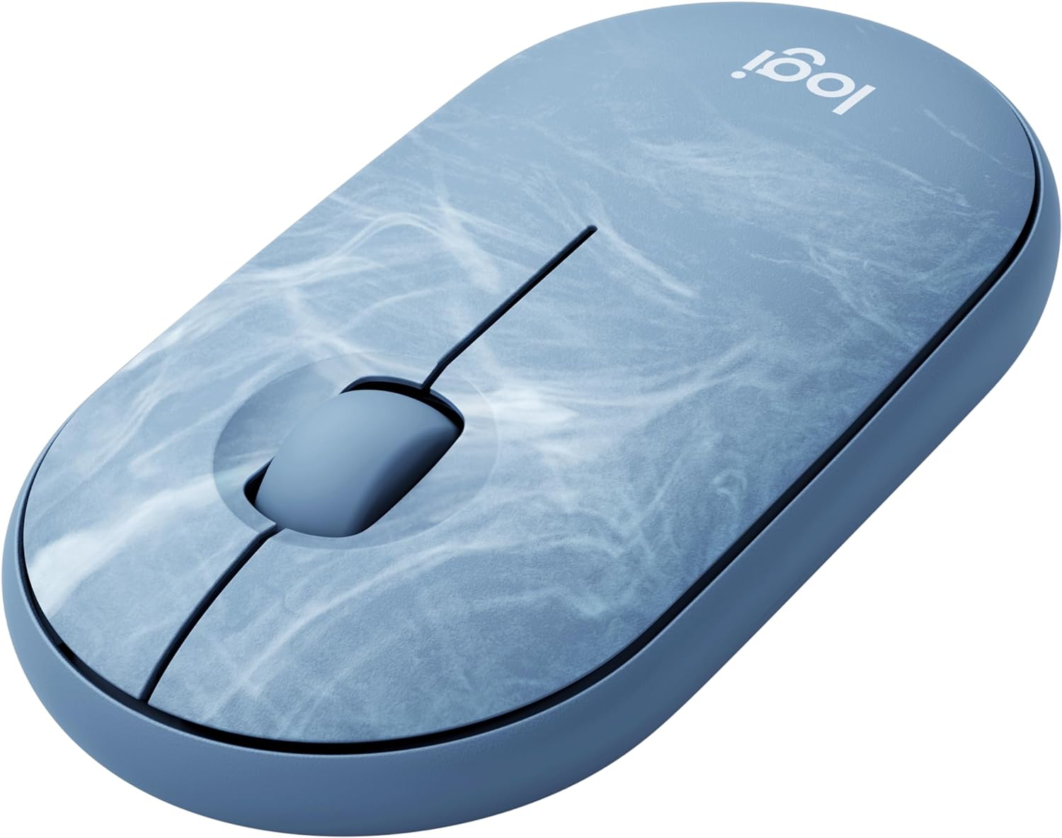 Logitech Pebble Wireless Mouse with Bluetooth or 2.4 GHz Receiver, Silent, Slim Computer Mouse with Quiet Clicks, for Laptop/Notebook/iPad/PC/Mac/Chromebook - Blue Marble