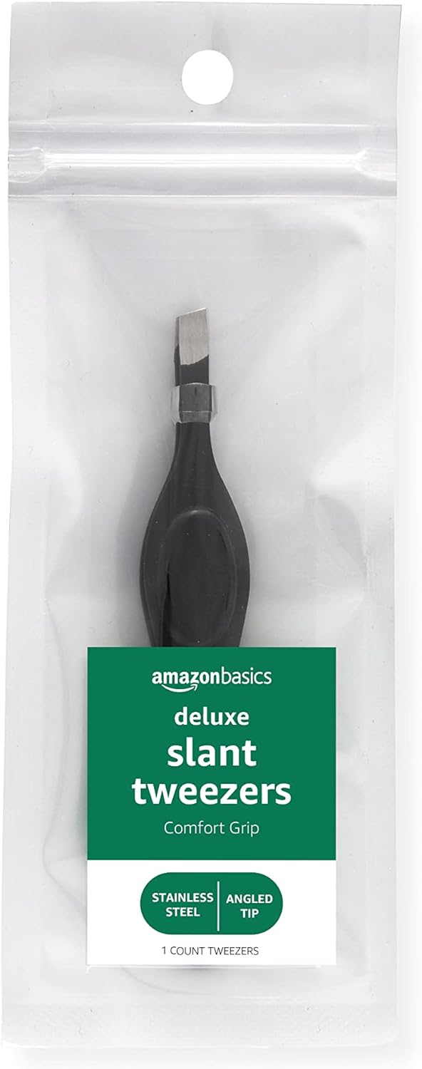 Amazon Basics Deluxe Soft Cushion Touch Slant Tweezers