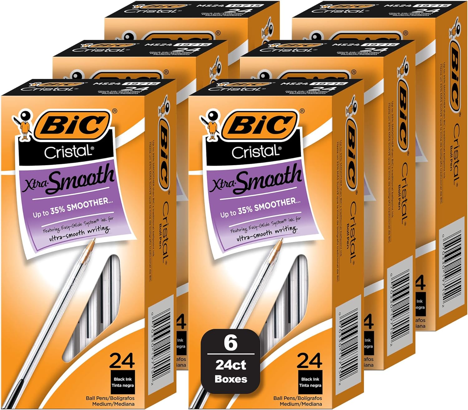 BIC Cristal Xtra Smooth Black Ballpoint Pens, Medium Point (1.0mm), 144-Count Pack of Bulk Pens, World' No. 1 Ball Pen