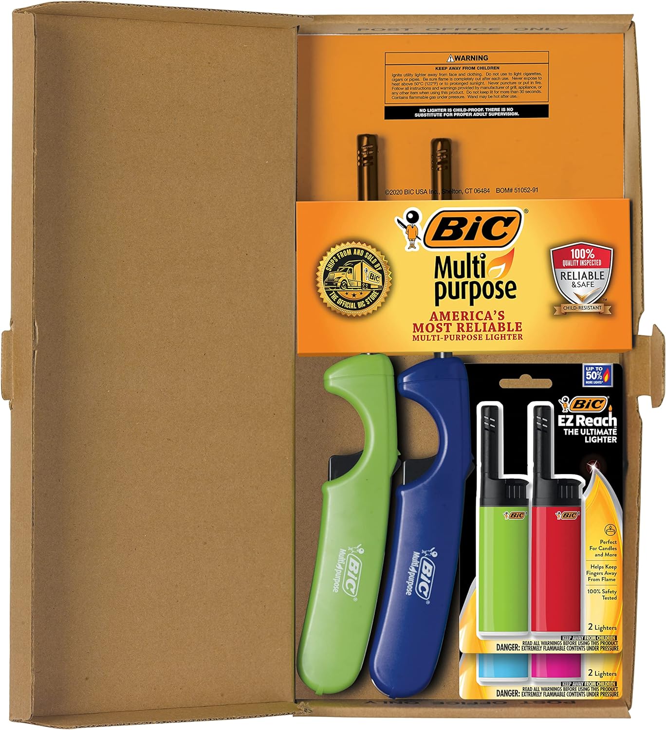 BIC Lighter Combination Pack, 2 Multi Purpose Lighters with Long Metal Wand, Classic Collection and 4 EZ Reach Candle Lighters, The Ultimate Lighter with Wand, Assorted Colors