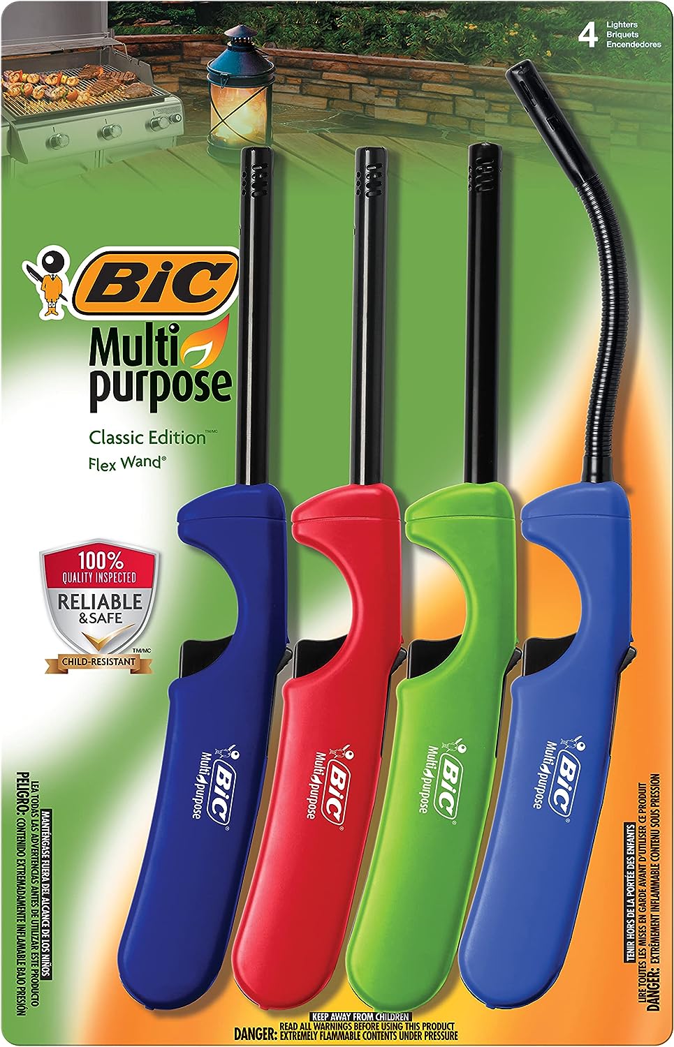 BiC Multi-Purpose Lighter - 4 Lighter Value Pack with 1 Flexible Wand and 3 Fixed Wand