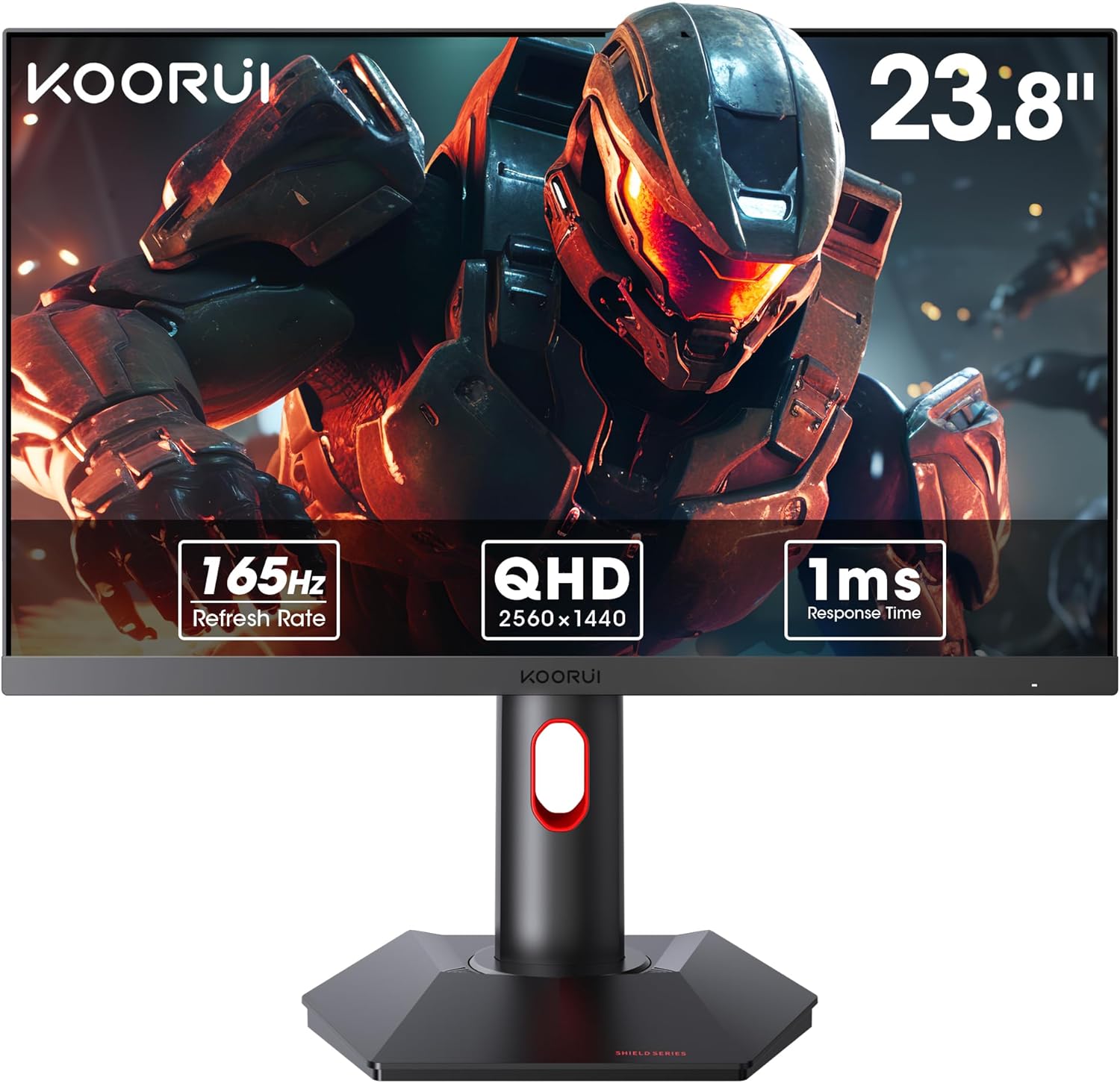 KOORUI 24 QHD Gaming Monitor 165Hz, 1ms, Nano IPS, 2K display, 100% sRGB, Adaptive Sync, Height/Tilt/Pivot Adjustment, HDMI, DisplayPort, 100*100mm VESA Compatible (23.8inch/165Hz/1440p) GP01 Black