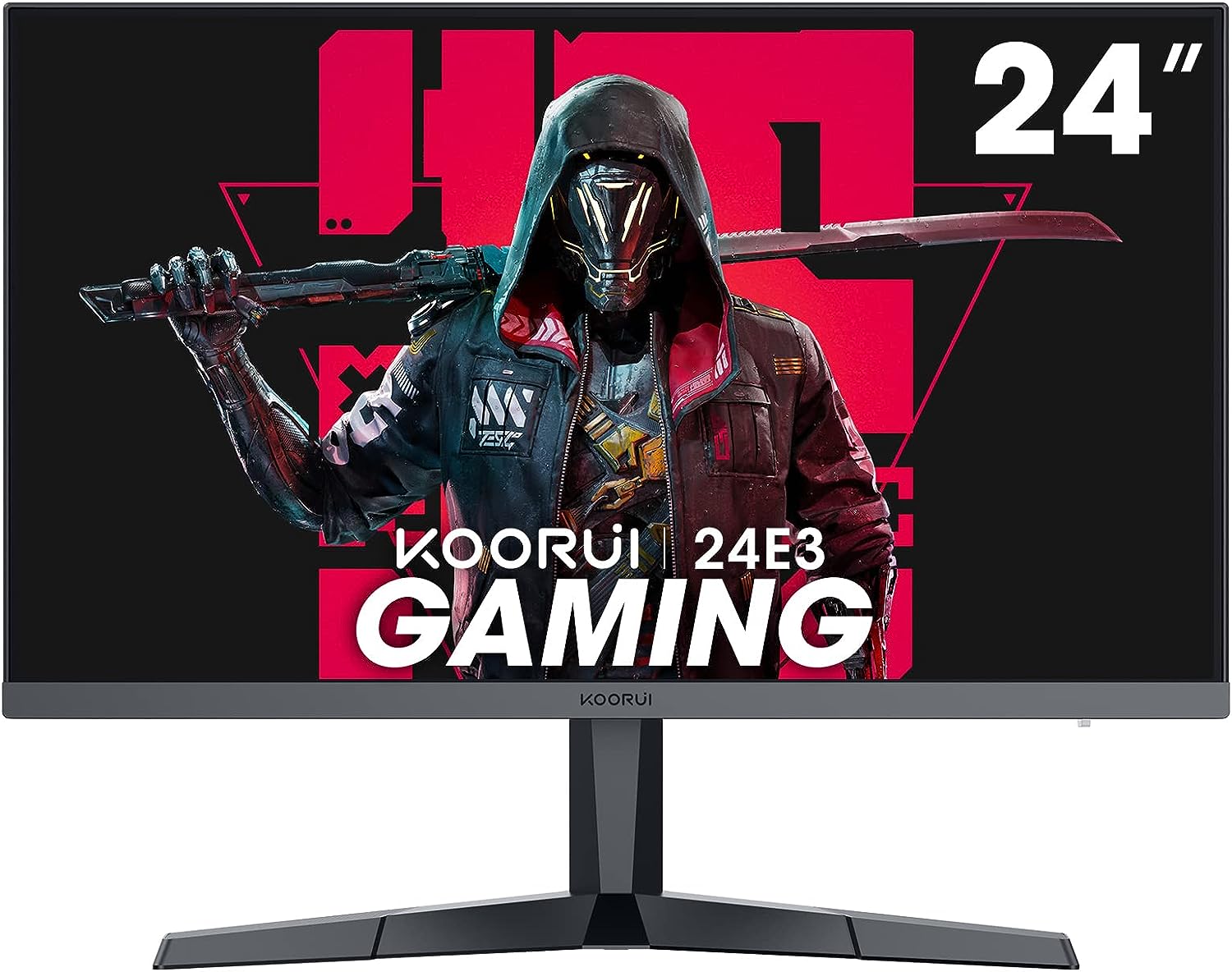 KOORUI 24 Gaming Monitor 165Hz, 1080p, 1ms, IPS, 99% sRGB Color Gamut, Adaptive Sync, Ultra Slim Frame, VESA Mountable (FHD 1920x1080, HDMI, DisplayPort) Black