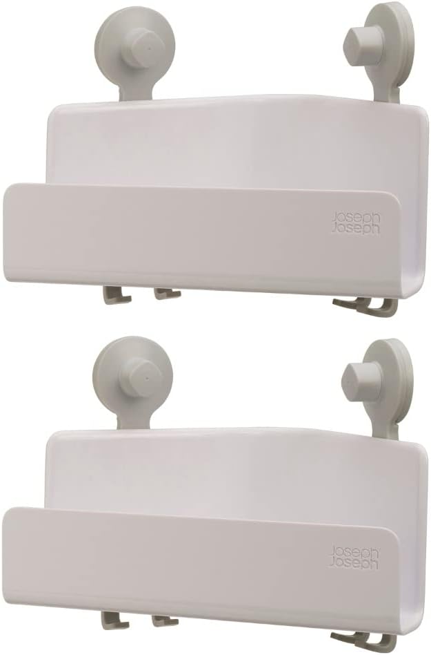 Joseph Joseph EasyStore Corner Shower Caddy, 2 Pack (no Mirror), White