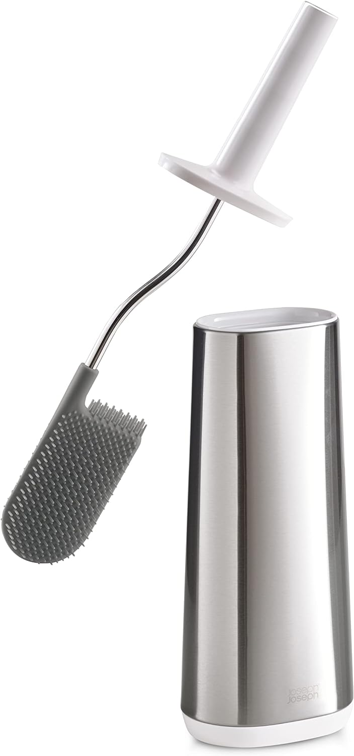 Joseph Joseph 70517 Flex Toilet Brush with Slim Holder Flexible Anti-Drip, Stainless Steel