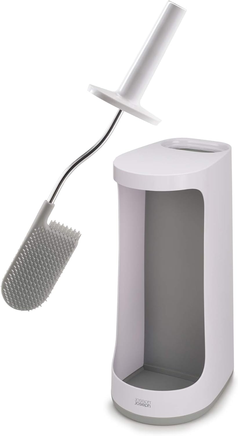 Joseph Joseph Flex Toilet Brush with Extra-Large Caddy, 3 EA, Grey/White