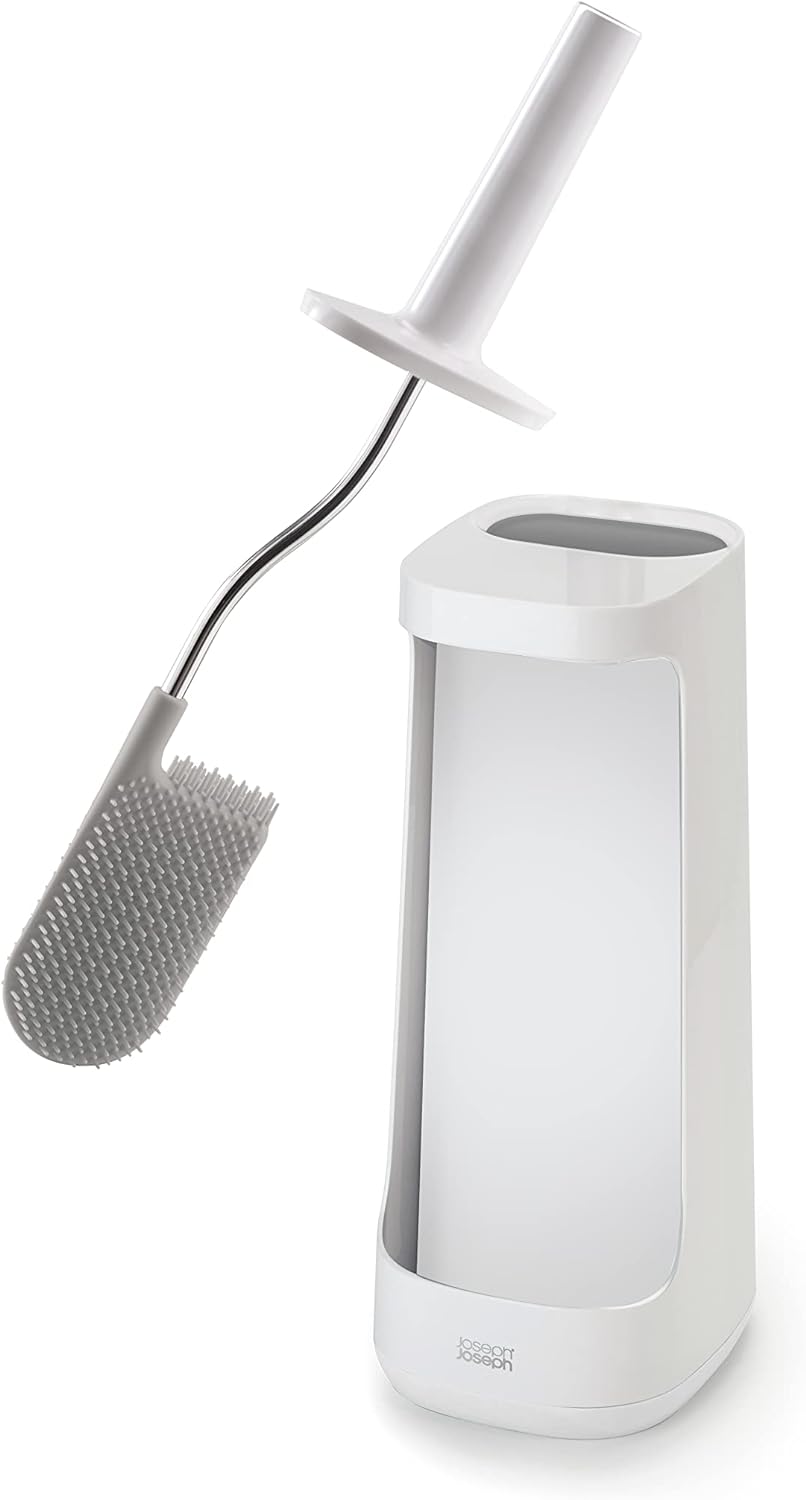 Joseph Joseph Flex Plus Smart Hygienic Silicone Toilet Brush with Storage Bay, 4 EA, White