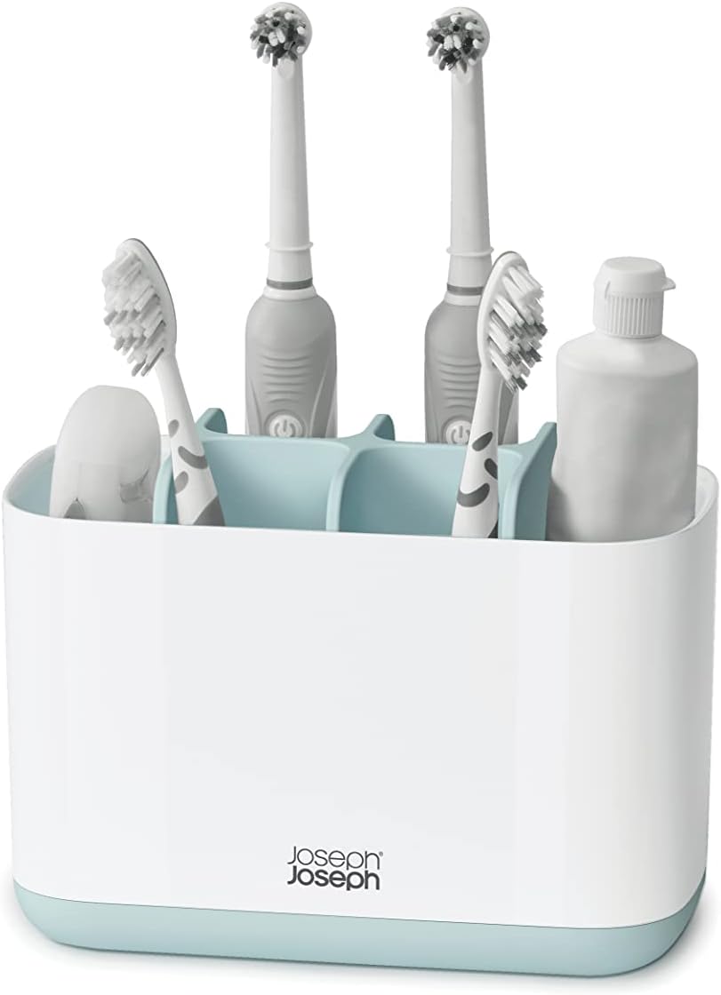 Joseph Joseph 70501 EasyStore Toothbrush Holder Bathroom Storage Organizer Caddy, Large, Blue