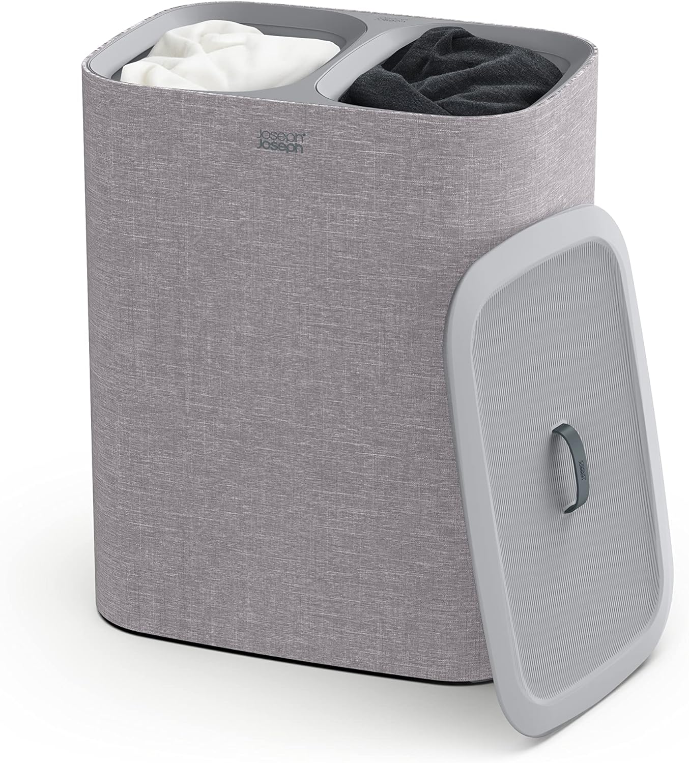 Joseph Joseph Tota 90-liter Laundry Hamper Separation Basket with lid, 2 Removable Washing Bags with Handles - Grey