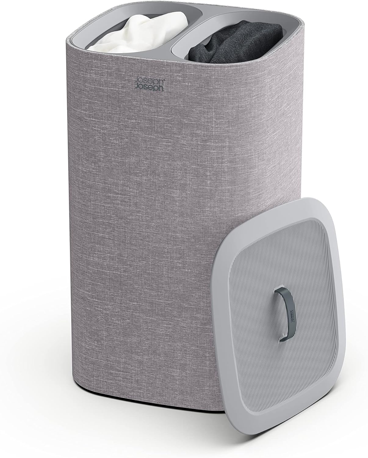 Joseph Joseph Tota 60-liter Laundry Hamper Separation Basket with lid, 2 Removable Washing Bags with Handles- Grey