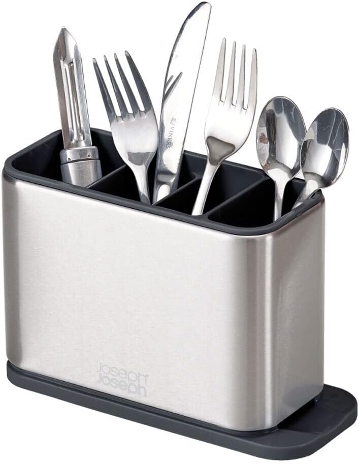 Joseph Joseph Surface Cutlery Drainer Stainless Steel Organizer Caddy Holder Drying Basket Kitchen, Silver