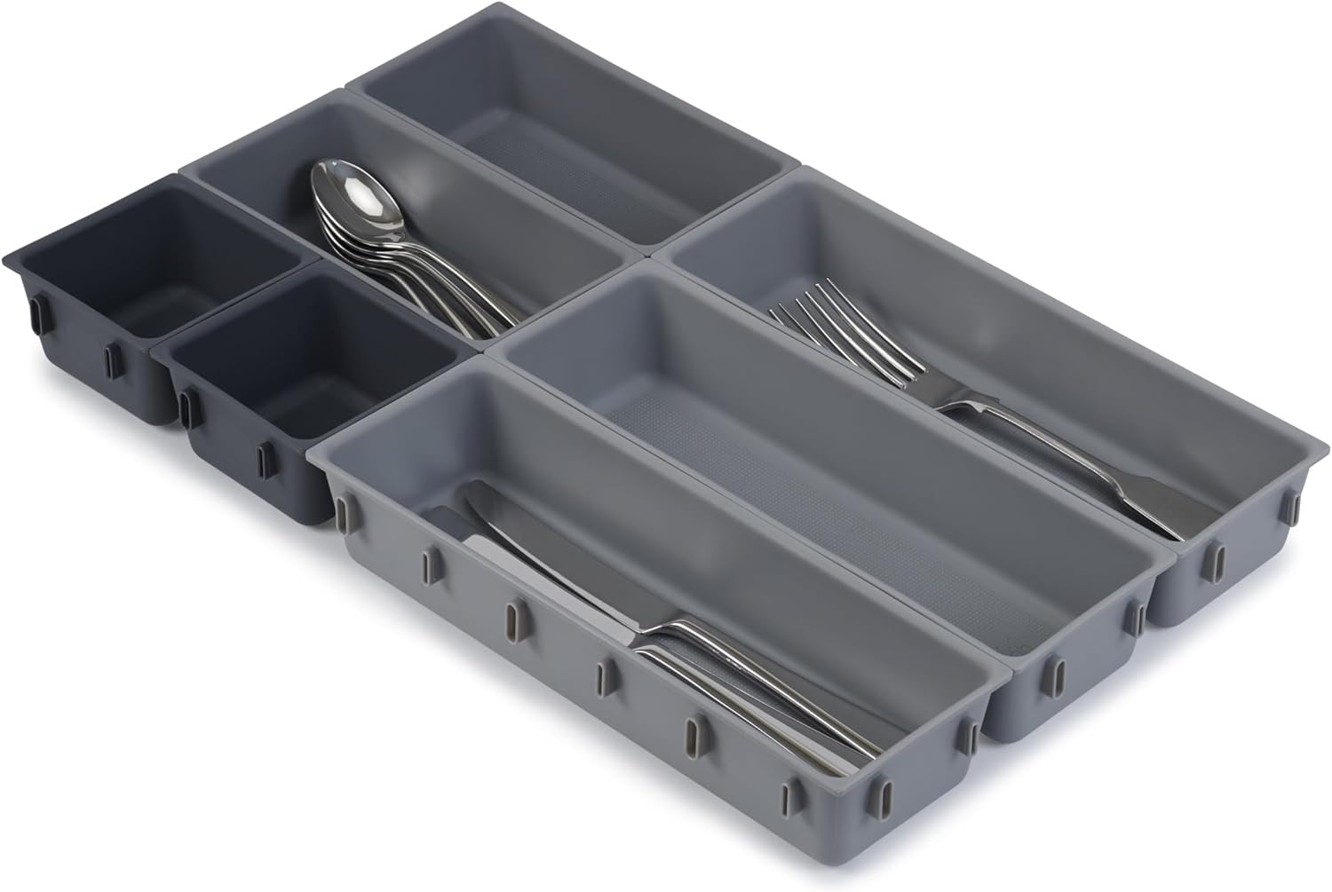 Joseph Joseph Blox 7 Piece Plastic Storage Trays Cosmetics, Stationary, Utensils Drawer Organizer Grey