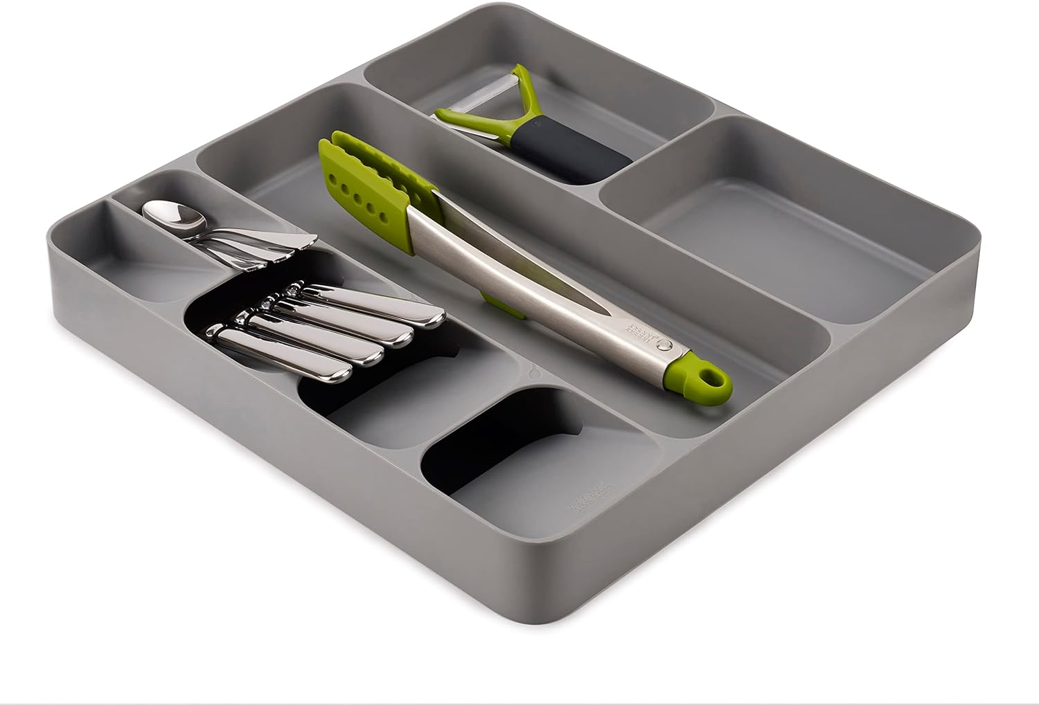 Joseph Joseph DrawerStore Kitchen Drawer Organizer Tray for Silverware Cutlery Utensils and Gadgets, Gray, 15.6 x 15.1 x 2.1 Inches