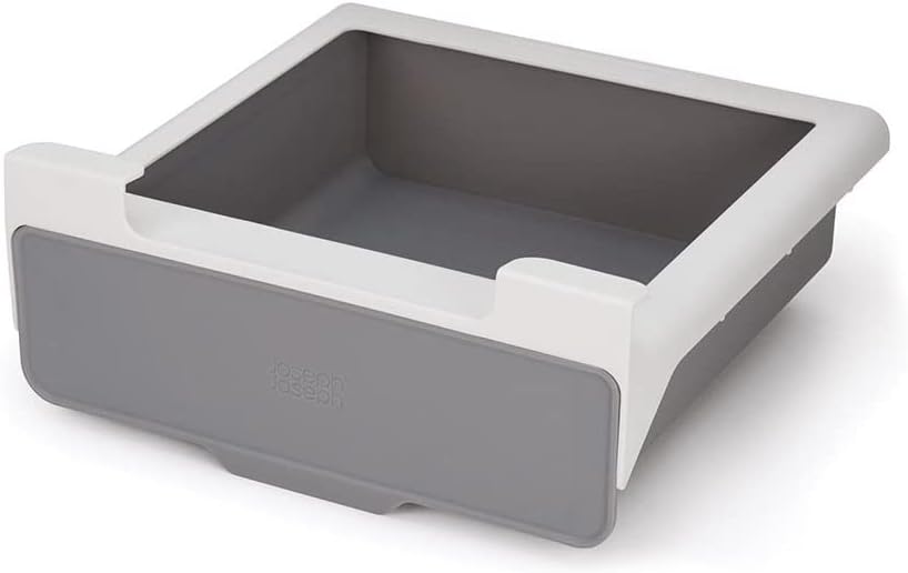 Joseph Joseph CupboardStore Under Shelf Drawer Kitchen Cupboard Storage Organizer, Space Saving, Gray/ White