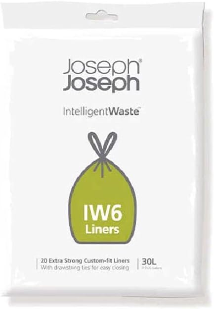 Joseph Joseph Intelligent Waste IW6 General Waste Liner Trash Bags for Totem Max 30 Liter / 8 Gallon, 20-pack, Gray