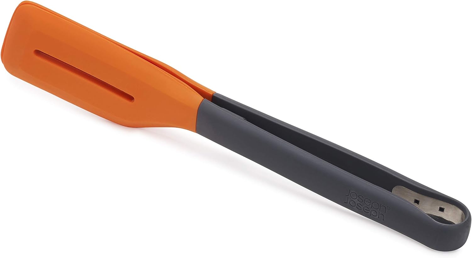 Joseph Joseph Turner Tongs, Ergonomic Silicone Tongs, Locks for compact storage, Dishwasher safe - Grey/Orange