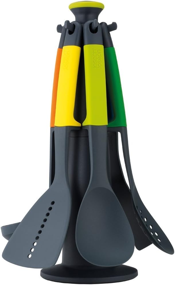 Joseph Joseph - 10118 Joseph Joseph Elevate Carousel Nylon Kitchen Utensil Set with Rotating Storage Stand, 6-Piece, Rainbow