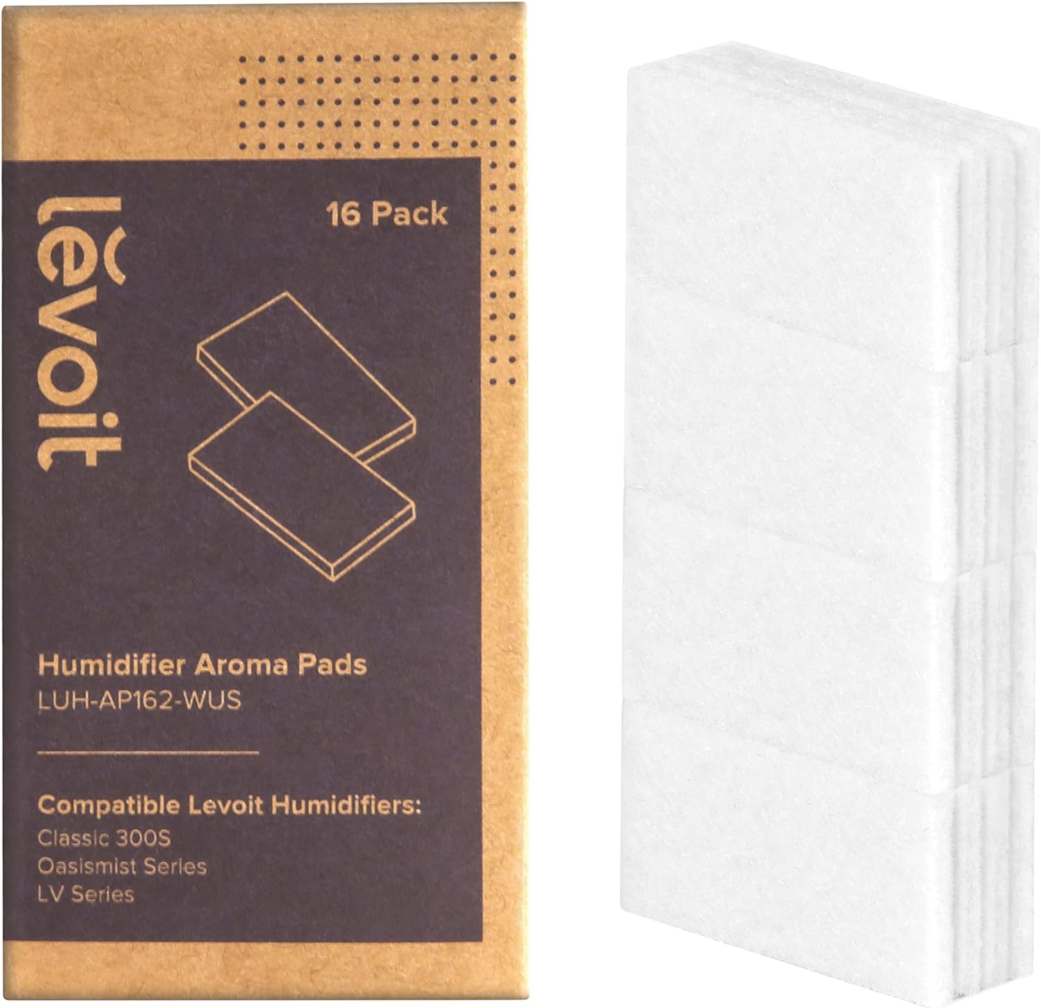 LEVOIT Aroma Pads 16 Pack, Humidifier Replacement Filters, Compatible with LV600S, Classic300S, LV600HH, OasisMist450S, Make The Fragrance Stronger and Longer Duration, White
