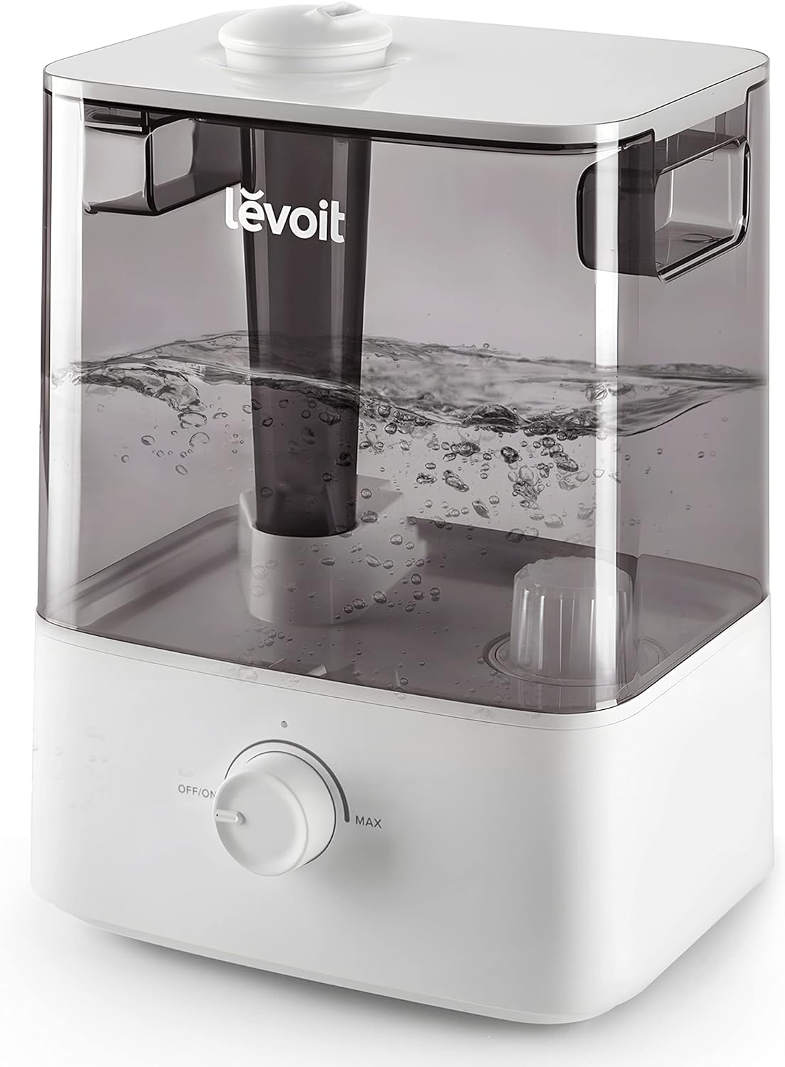 LEVOIT Classic300 Ultrasonic Top Fill Humidifier, Extra Large 6L Tank Last 60-Hour - Super Quiet, Easy to Use and Clean, 360 Rotation Nozzle, Simple Knob Control, Handle, Auto Shut Off, Gray