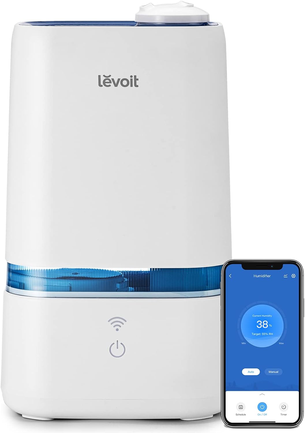 LEVOIT 4L Smart Cool Mist Humidifier for Home Bedroom with Essential Oils, Customize Humidity for Baby & Plants, APP & Voice Control, Schedule, Timer, Last up to 40Hrs, Whisper Quiet, Handle Design