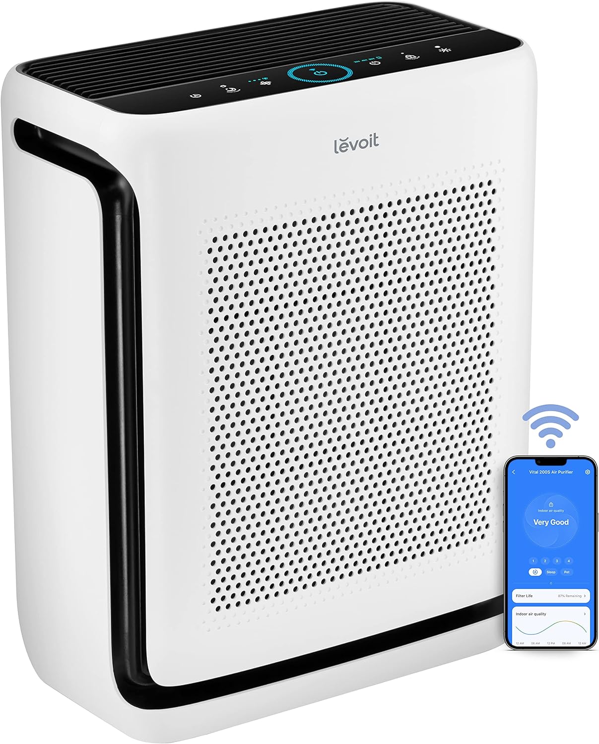 LEVOIT Air Purifiers for Home Large Room Up to 1900 Ft in 1 Hr with Washable Filters, Air Quality Monitor, Smart WiFi, HEPA Filter Captures Allergies, Pet Hair, Smoke, Pollen in Bedroom, Vital 200S