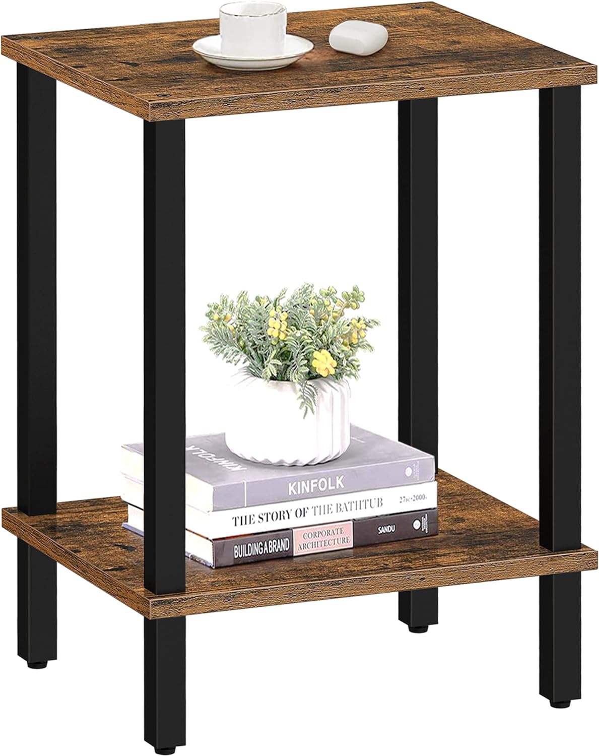 TUTOTAK End Table, Side Table, Nightstand, 2-Tier Storage Shelf, Sofa Table for Small Space, Living Room, Bed Room TB01BB034