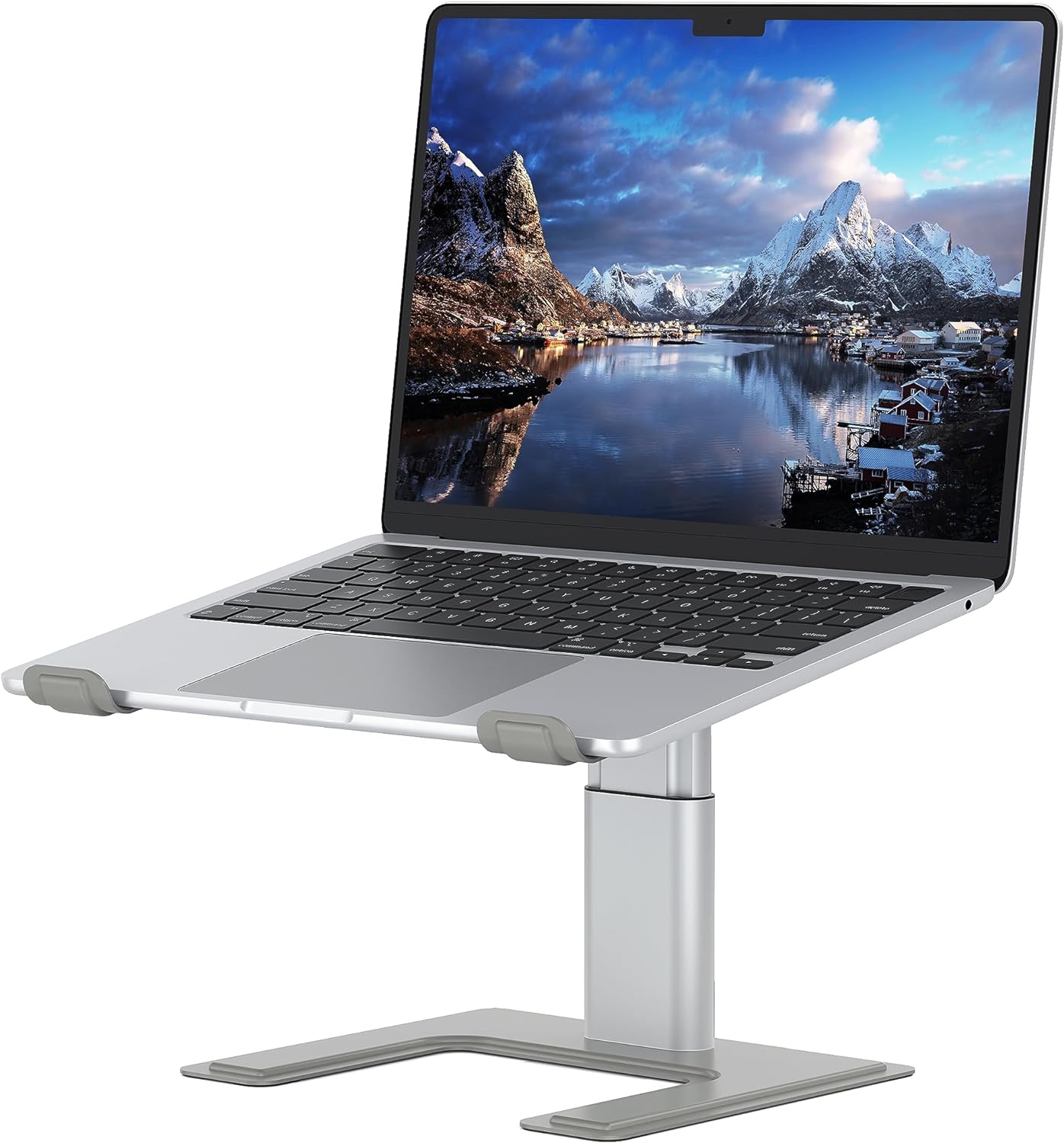 ALASHI Laptop Stand for Desk, Computer Stand Adjustable Height, Ergonomic Notebook Laptop Riser, Aluminum Metal Holder Compatible with 10 to 17.3 Inches Notebook PC Computer, Silver Grey