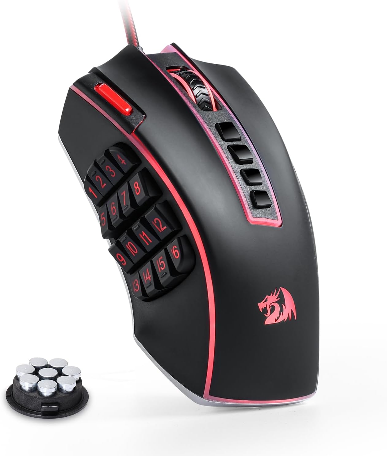 Redragon M990 MMO Gaming Mouse, 32000 DPI High Precision Wired RGB Gamer Mouse w/23 Programmable Buttons, 16 Side Macro Keys, Software Supports, Aluminum Base