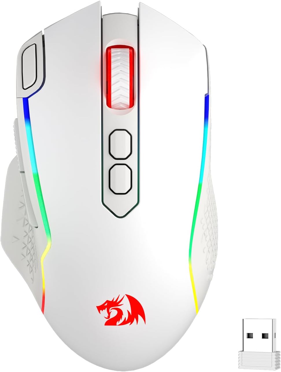 Redragon M810 Pro Wireless Gaming Mouse, 10000 DPI Wired/Wireless Gamer Mouse w/Rapid Fire Key, 8 Macro Buttons, 45-Hour Durable Power Capacity and RGB Backlit for PC/Mac/Laptop