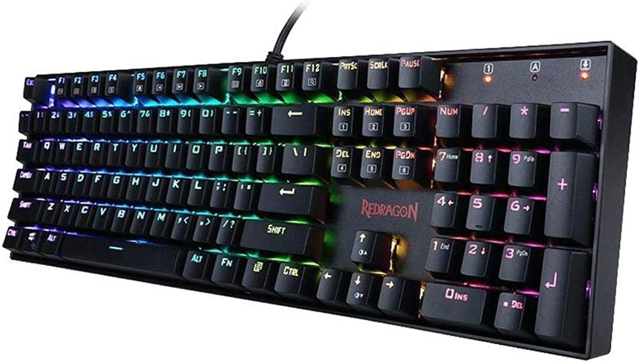 Redragon K551 Mechanical Gaming Keyboard RGB LED Backlit Wired Keyboard with Blue Switches for Windows Gaming PC (104 Keys, Black)