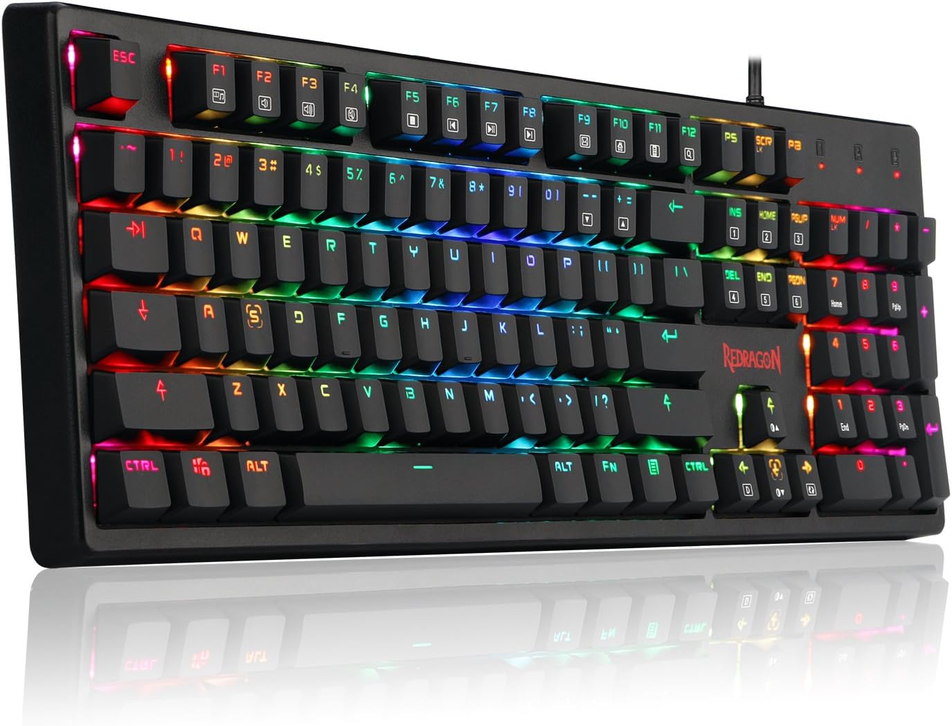 Redragon K578 Mechanical Gaming Keyboard Wired USB RGB LED Backlit 104 Keys Mechanical Gamers Keyboard for Computer PC Laptop Quiet Brown Switches