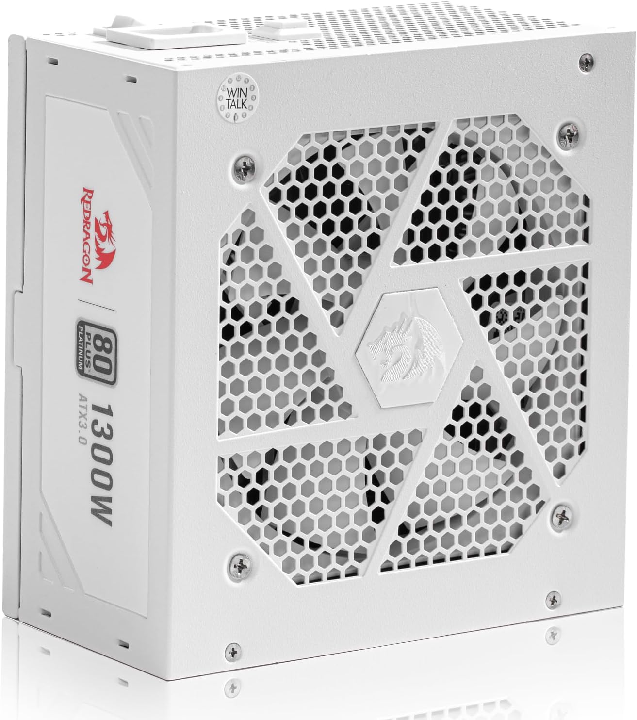 Redragon PSU018 80+ Platinum 1300 Watt ATX 3.0 Fully Modular Power Supply, 80 Plus Certified, 100% Japanese Capacitors & Low Noise Smart-ECO 0 RPM Fan, Full Mod Cables w/12VHPWR Cable, White