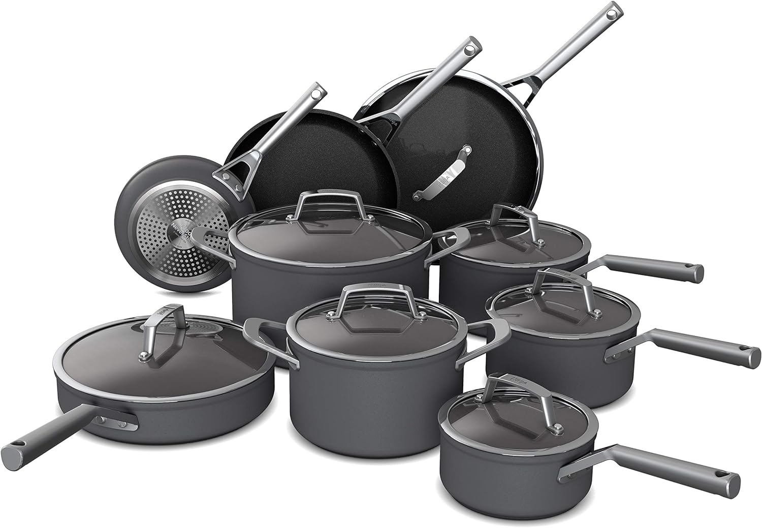 Ninja C39900 Foodi NeverStick Premium 16-Piece Cookware Set, Hard-Anodized, Nonstick, Durable & Oven Safe to 500Â°F, Black