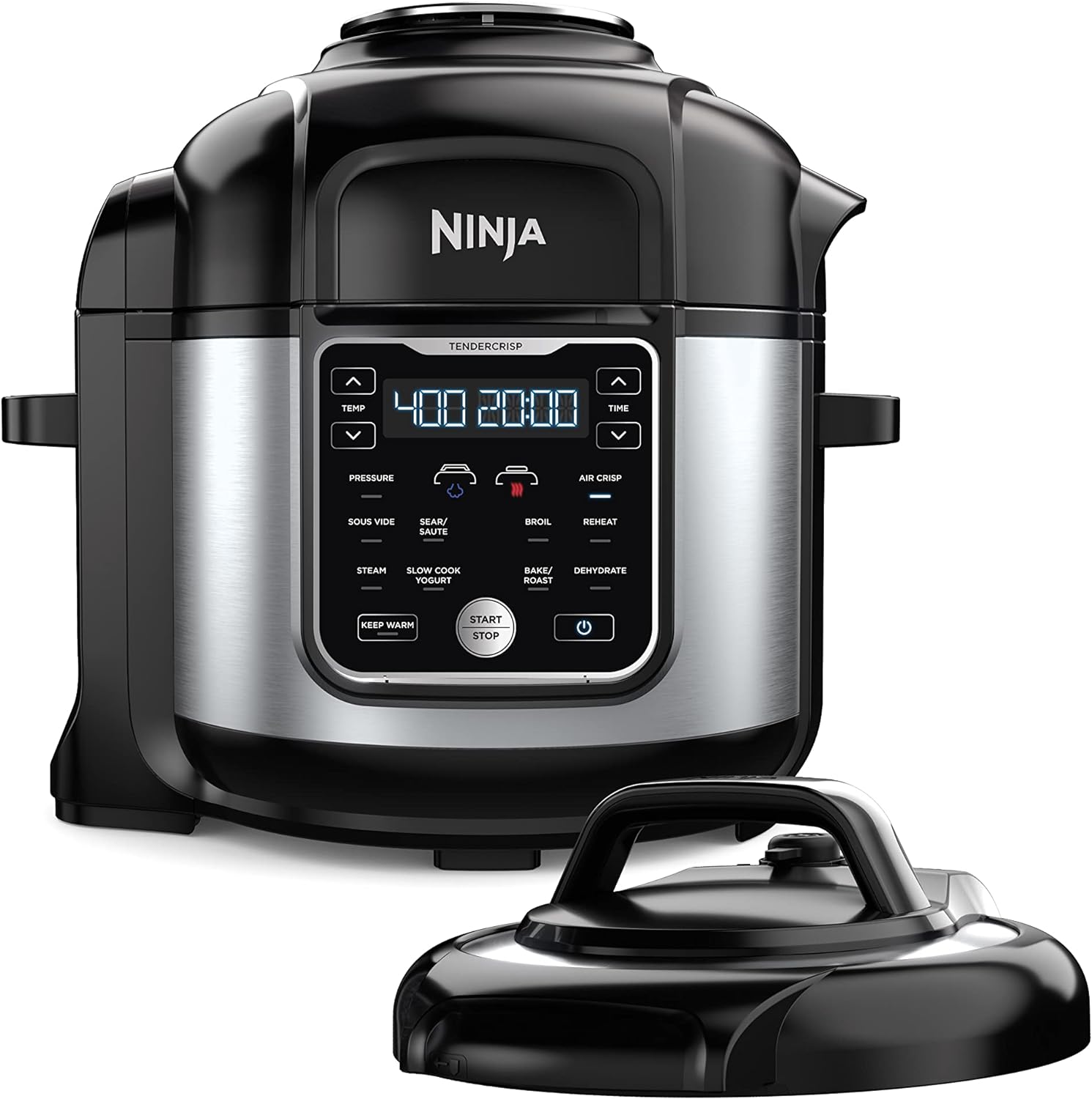 Ninja OS401 Foodi 10-in-1 XL 8 qt. Pressure Cooker & Air Fryer that Steams, Slow Cooks, Sears, SautÃ©s, Dehydrates & More, with 5.6 qt. Cook & Crisp Plate & 15 Recipe Book, Silver