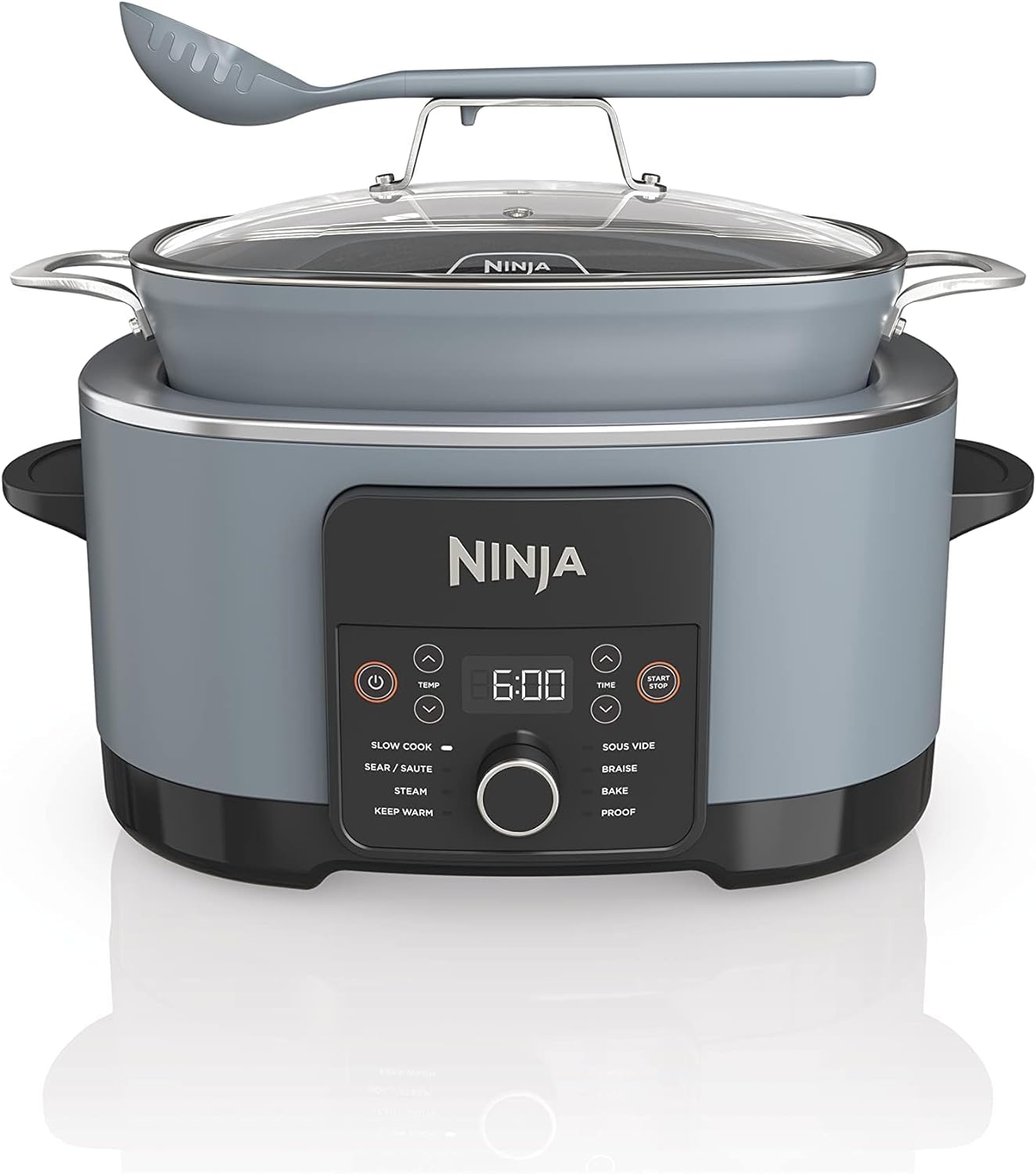 Ninja MC1001 Foodi PossibleCooker PRO 8.5 Quart Multi-Cooker, with 8-in-1 Slow Cooker, Dutch Oven, Steamer, Glass Lid Integrated Spoon, Nonstick, Oven Safe Pot to 500Â°F, Sea Salt Gray