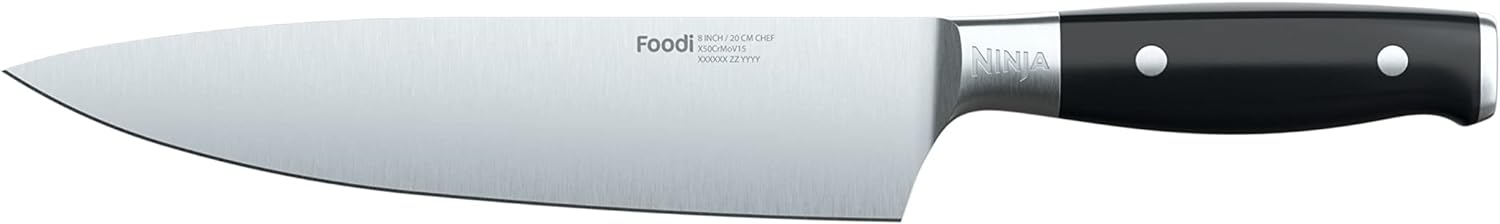 Ninja K30020 Foodi NeverDull System 8-Inch Chef Knife, Premium, German Stainless Steel, Black