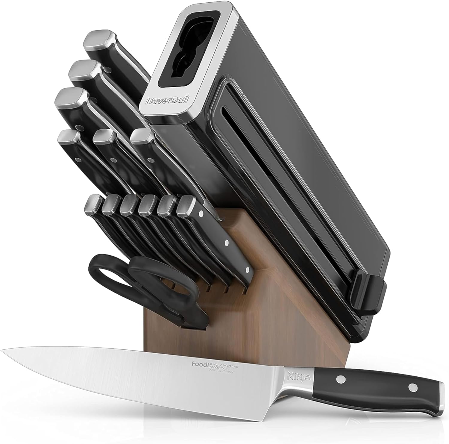 This Ninja NeverDull Knife set has truly become the backbone of my cooking adventures. With its versatile 14-piece set and a built-in sharpener, it' like having the perfect tool for every cooking task right at my fingertips. Not only does the knife block look sleek on my countertop, but the razor-sharp blades make slicing and dicing a breeze, saving me precious time and effort in the kitchen. This user-friendly and efficient set has undoubtedly elevated my cooking game and made meal preparation