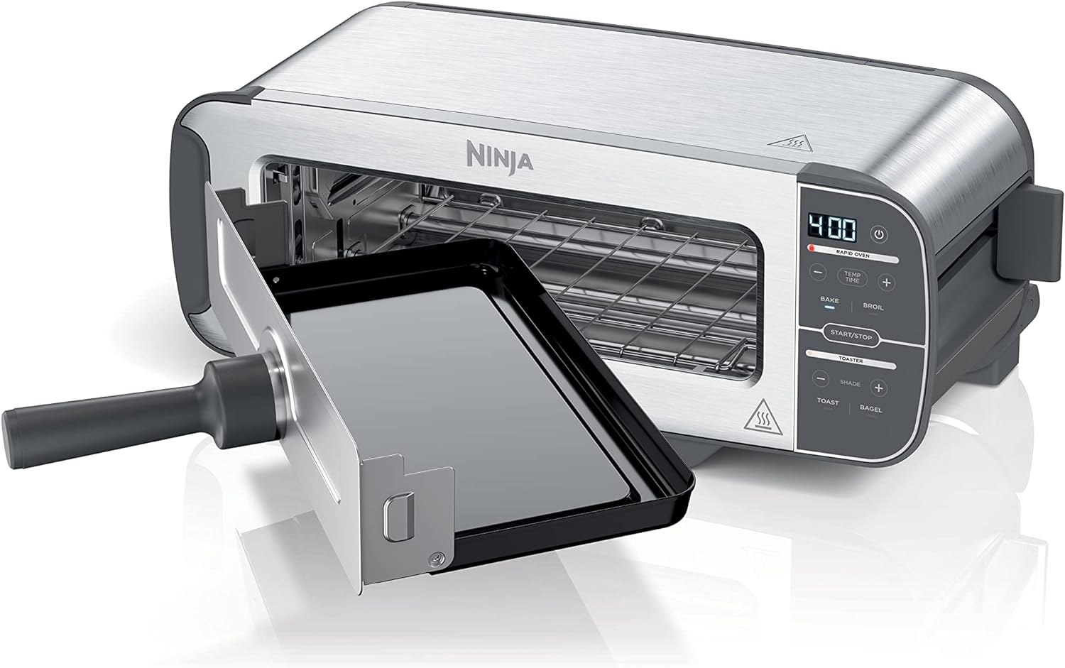 Ninja ST100 Foodi 2-in-1 Flip Toaster, 2-Slice Capacity, Compact Toaster Oven, Snack Maker,Â 1500 Watts, Stainless Steel