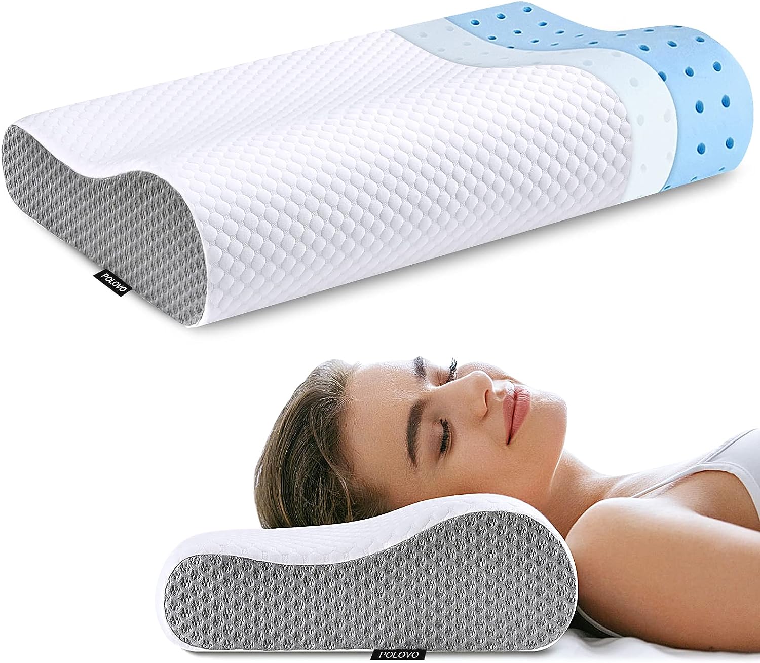 Neck Pillow Memory Foam for Pain Relief Bed Pillow for Sleeping, Ergonomic Orthopedic Cervical for Neck and Shoulder Pain, Side Back Stomach Sleeper