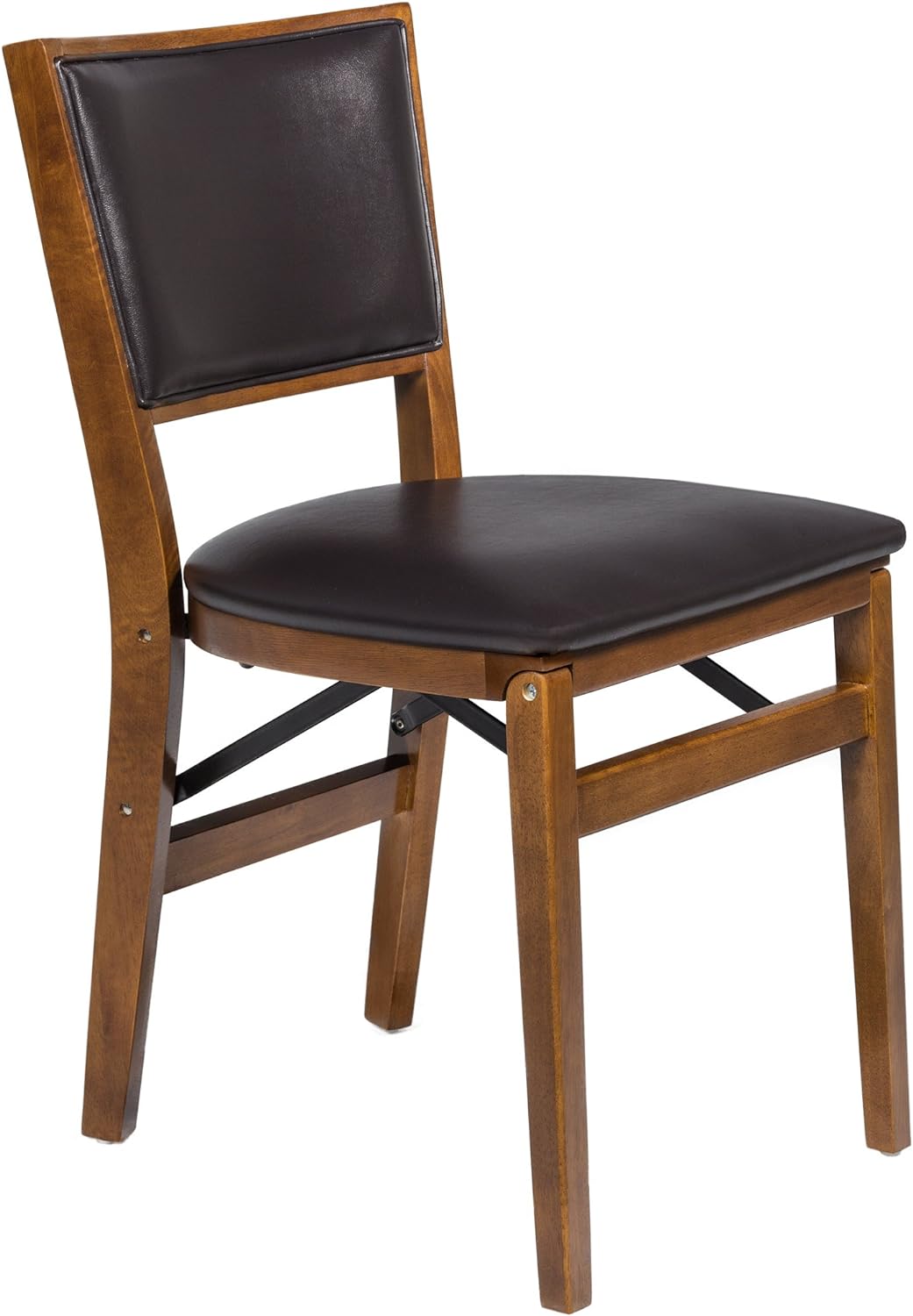 Meco STAKMORE Retro Upholstered Back Folding Chair Fruitwood Finish, Set of 2