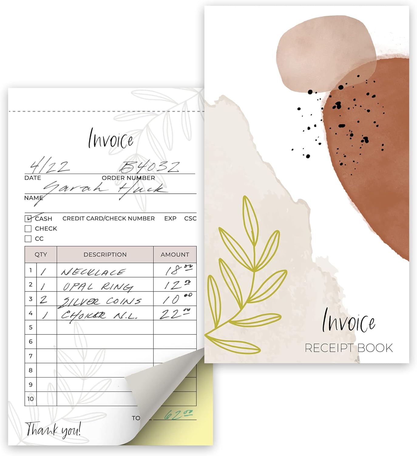 Simplified Abstract Invoice Book for Small Businesses - Aesthetic and Easy to Use Receipt Pad - The Perfect Business Supplies That Helps You and Your Happy Clients to Stay Organized