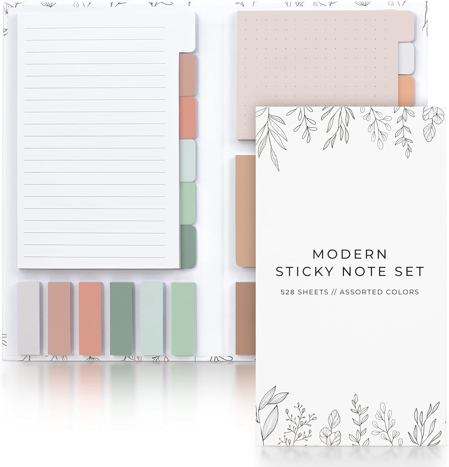 Aesthetic Pastel Sticky Notes Set of 528 with Tabs - Incl. Sturdy Cover to Keep Your Notes Safe - Cute School Accessories, College, Students, Teachers or Office Desk Supplies for Women