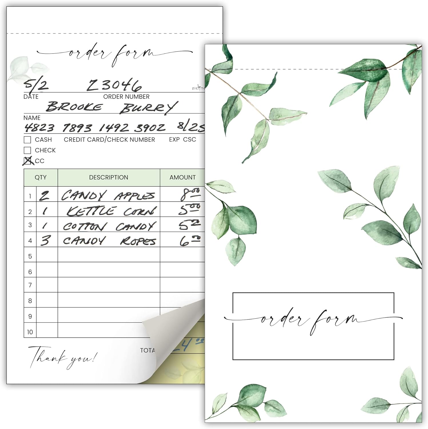 Simplified Order Form Book for Small Businesses - Aesthetic and Easy to Use Receipt Pad - The Perfect Business Supplies That Helps You and Your Happy Clients to Stay Organized