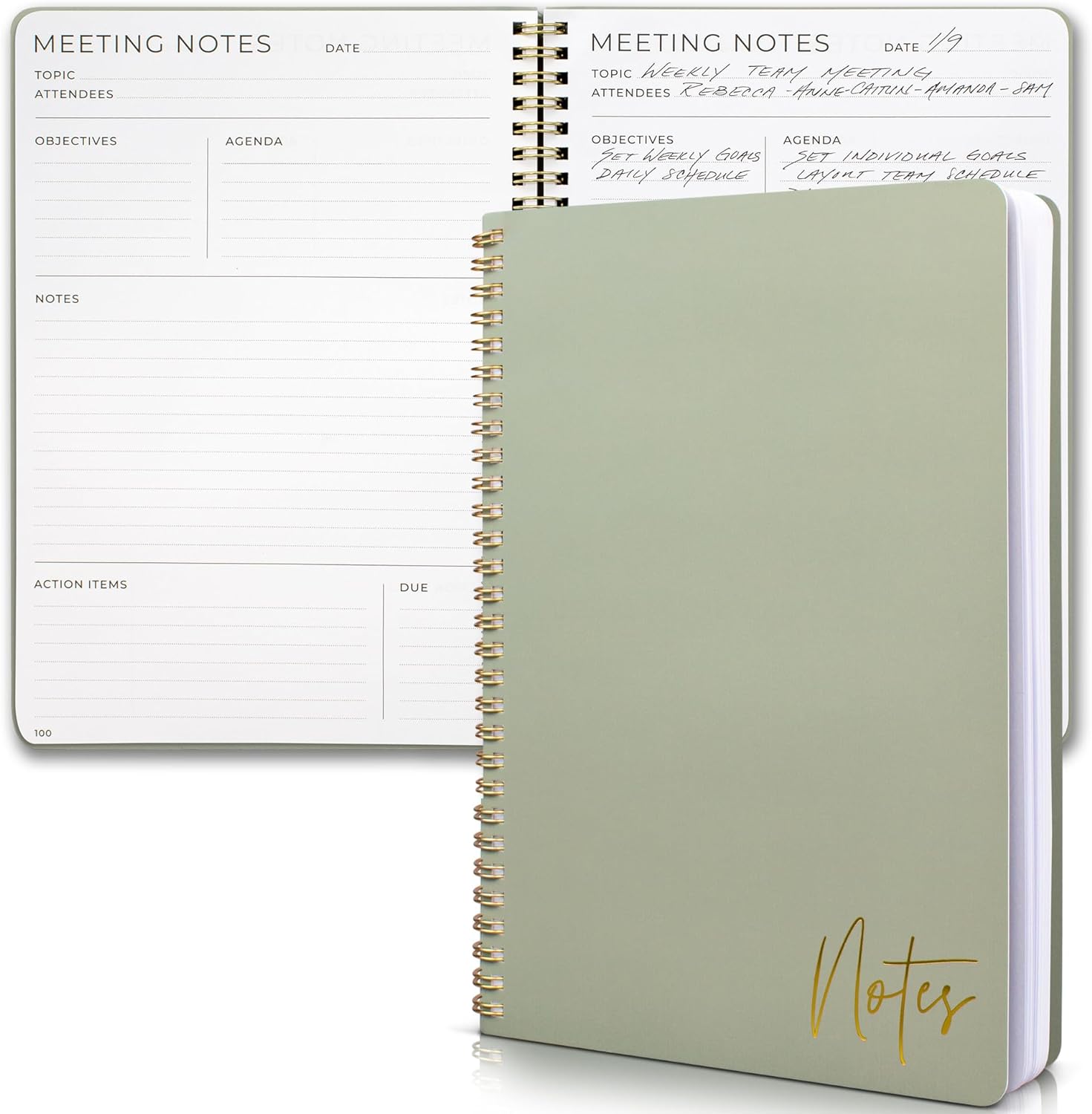 Simplified Meeting Notebook For Work Organization - Easily Take Notes And Keep Agendas on Track - The Perfect Office Planner Supplies for Women & Men to Professionally Manage Business Projects