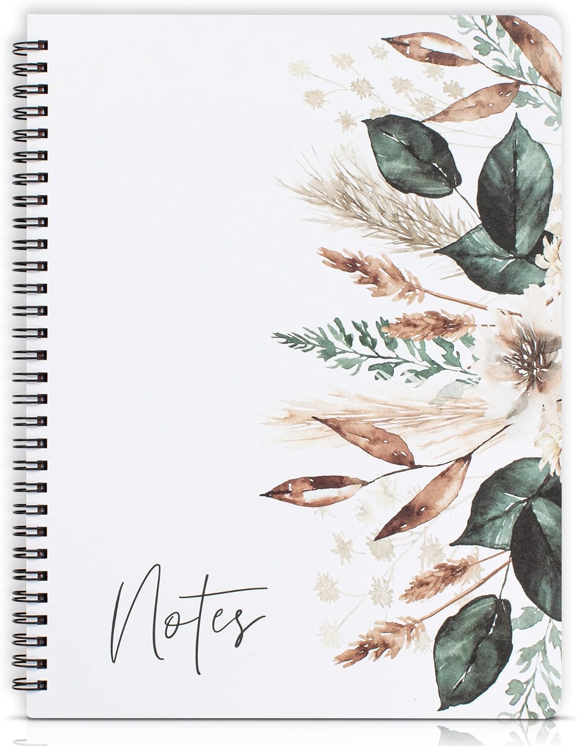 Aesthetic Spiral Notebook Journal For Women - Cute Dried Floral 10.5 x 8.5 College Ruled Notebook With Large Pockets And Lined Pages - Perfect to Stay Organized and Boost Productivity at Work or