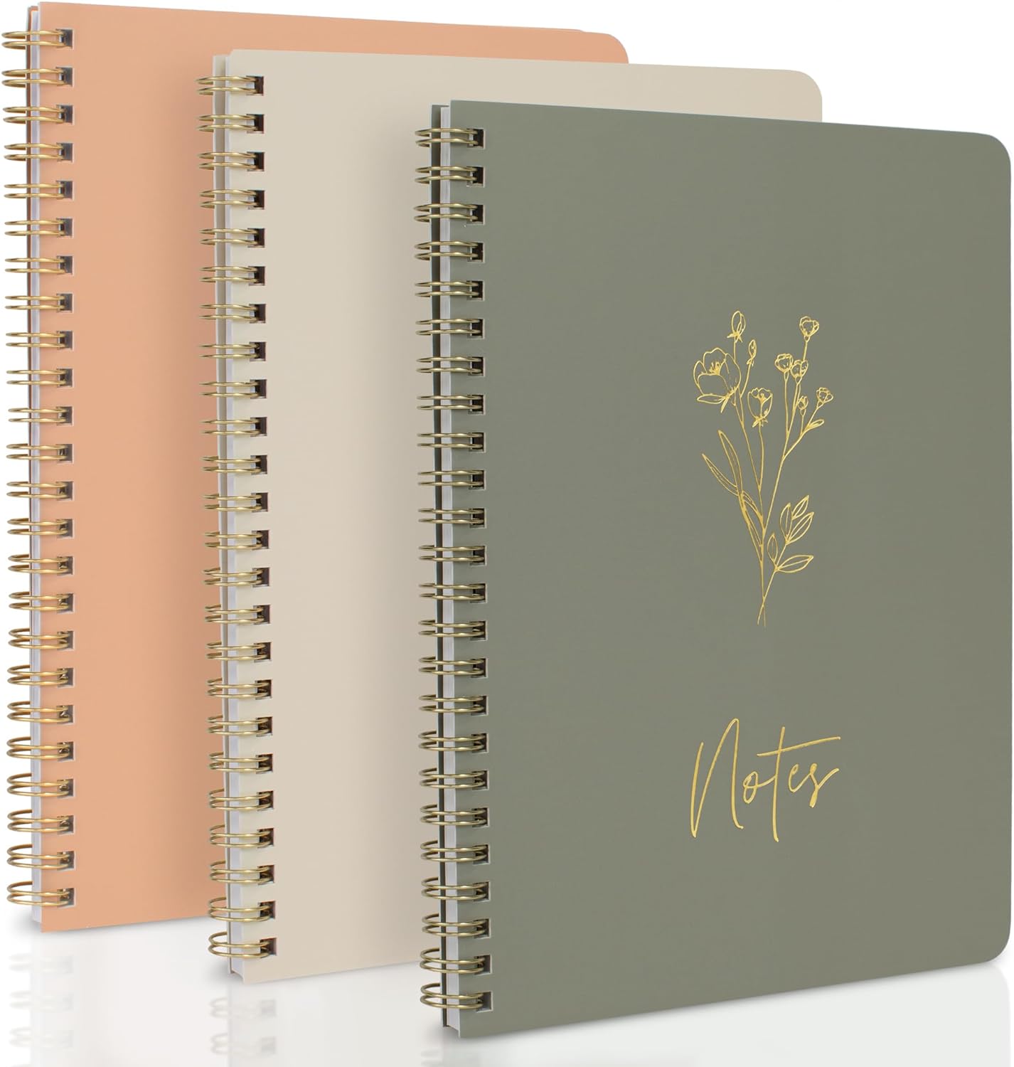 ZICOTO Aesthetic Spiral Notebook Set of 3 For Women - Cute College Ruled 8x6 Journal/Notebook with Large Pockets And Lined Pages - Perfect Supplies to Stay Organized at Work or School