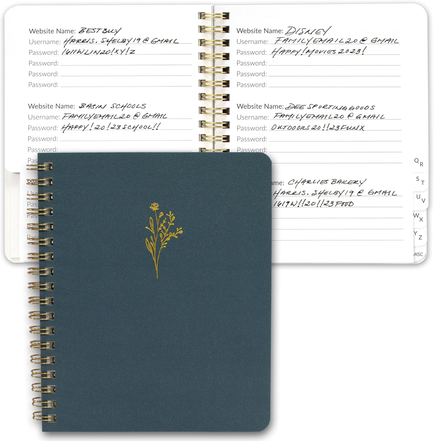 Simplified Password Book with Alphabetical Tabs - Perfect Pocket Size Password Keeper for Seniors