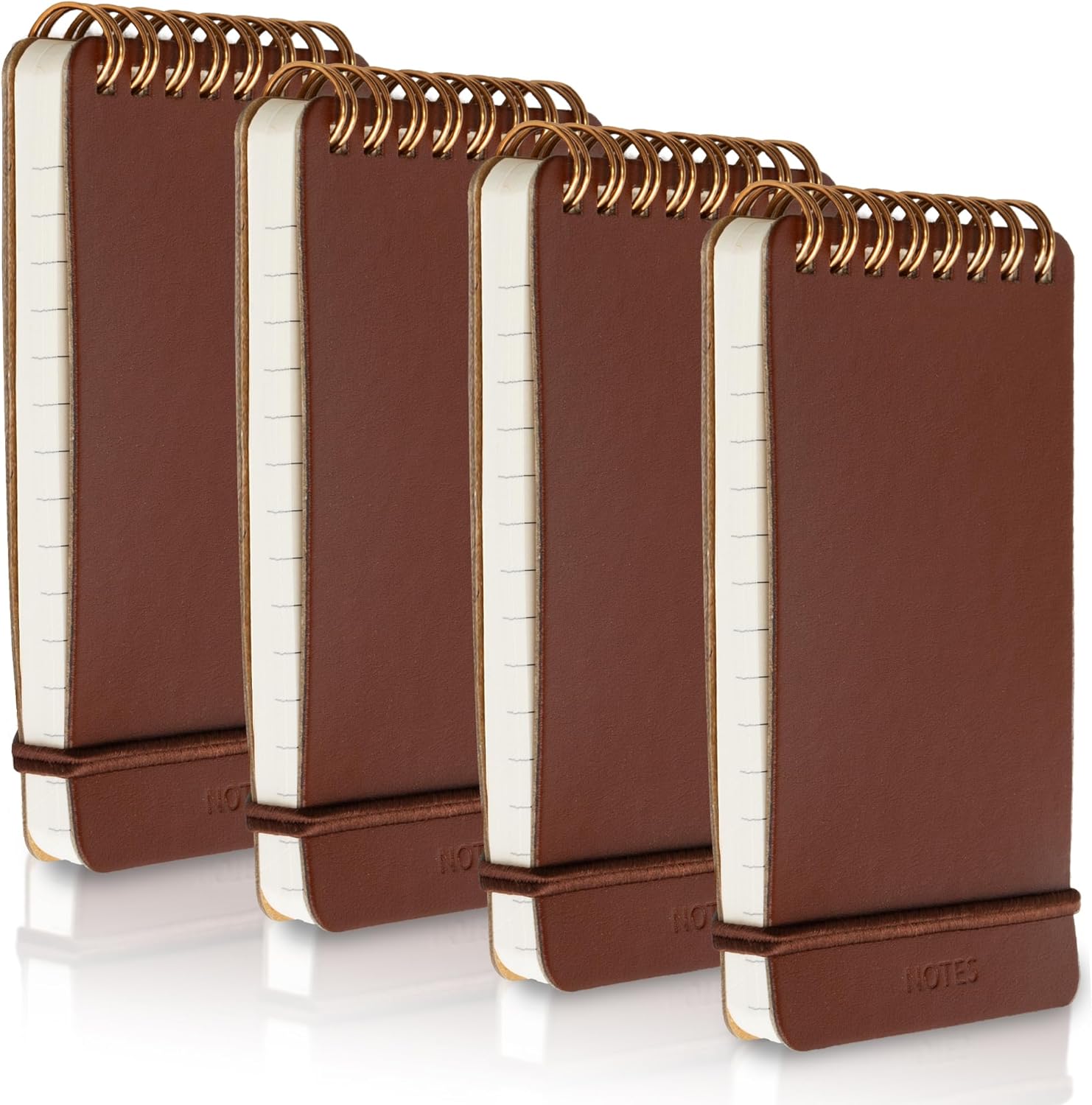 ZICOTO Durable Pocket Notebooks Set Of 4 For Men - Small Pocket Size 3x5 Spiral Notepads With Lined Pages - The Perfect Leather Mini Note Pads to Stay Organized and Boost Productivity