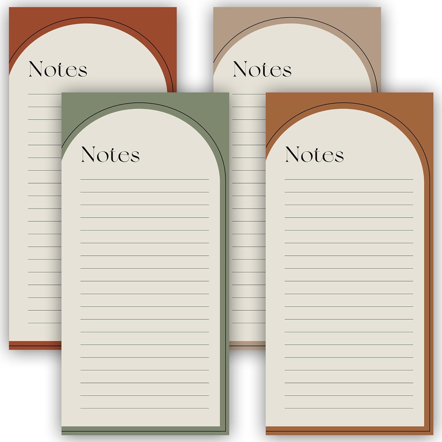 Beautiful Magnetic Notepads for Fridge - Set of 4 Modern Note Pads with Lined Pages to Easily Write Notes & Make Grocery/Shopping Lists - The Perfect to Do Pad w/Strong Magnets for Your Refrigerator