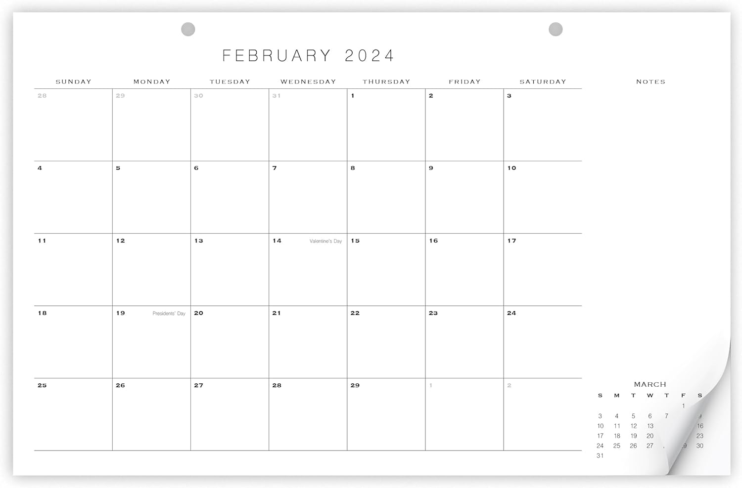 Simplified 2024 Desk Calendar - Runs From June 2023 Until December 2024 - Minimalistic Office Desktop/Wall Calendar 17x11 for Easy Organizing